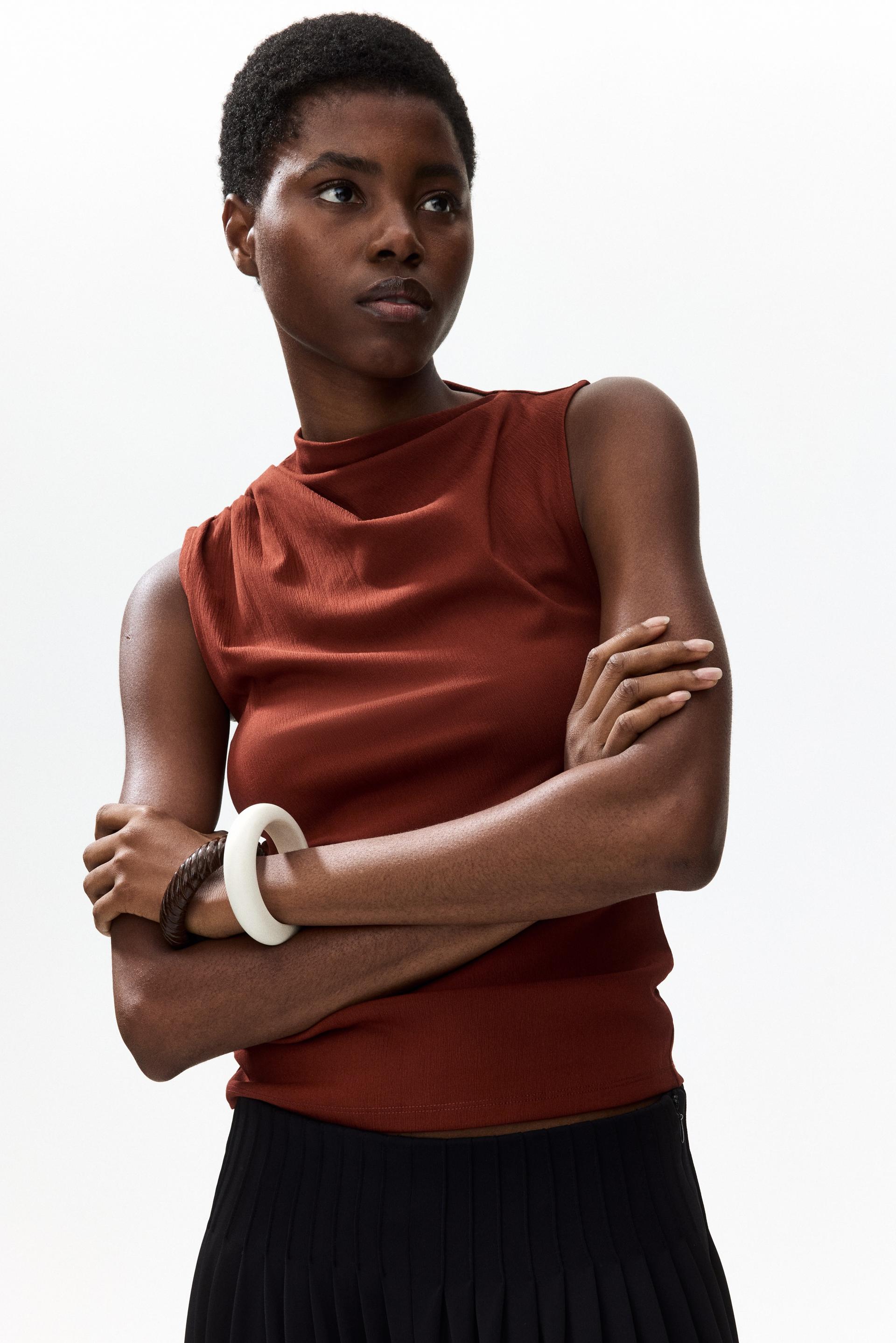 draped crinkled top