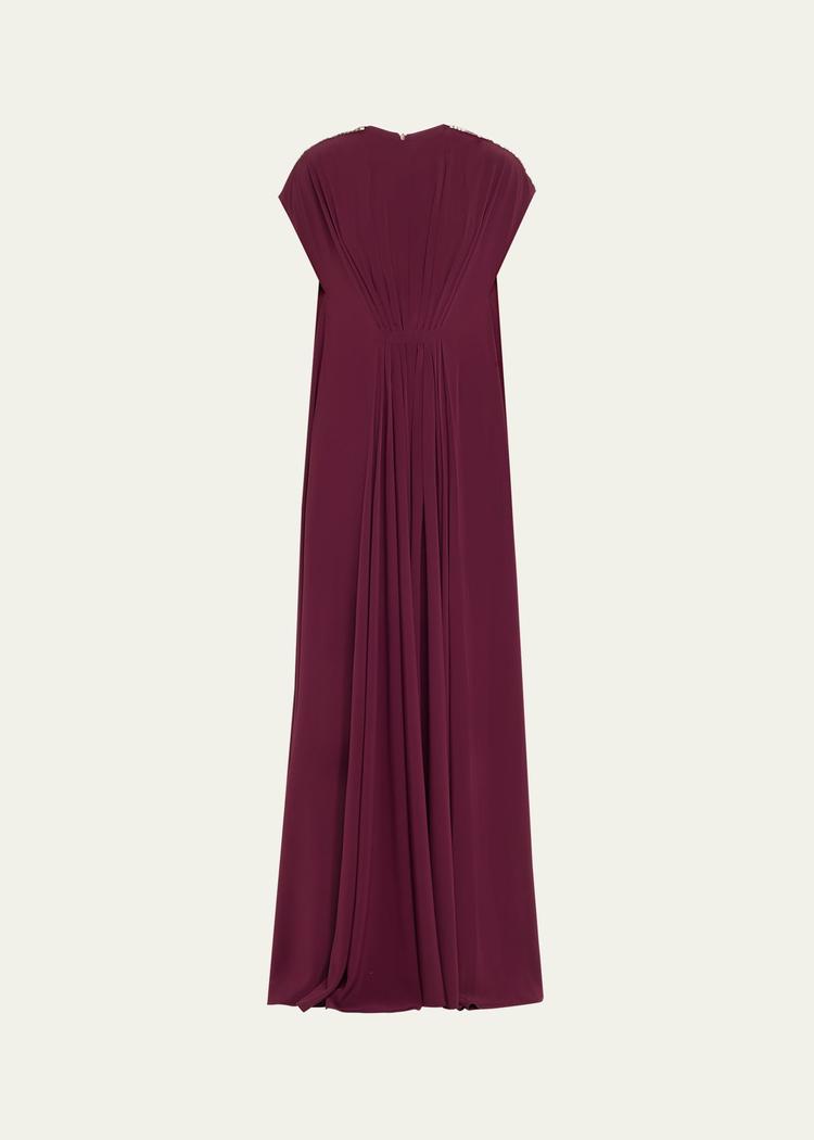 draped crystal tunic crepe dress