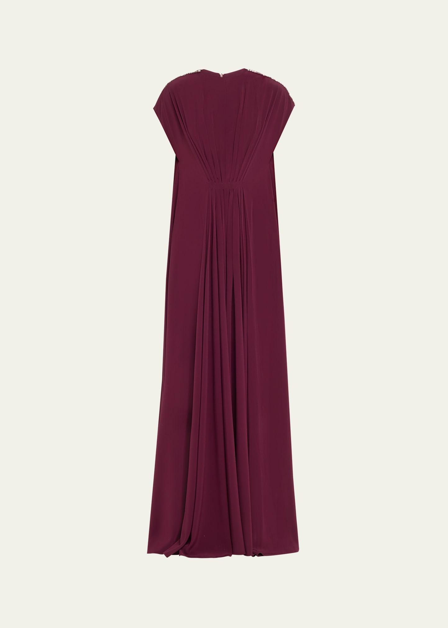 draped crystal tunic crepe dress