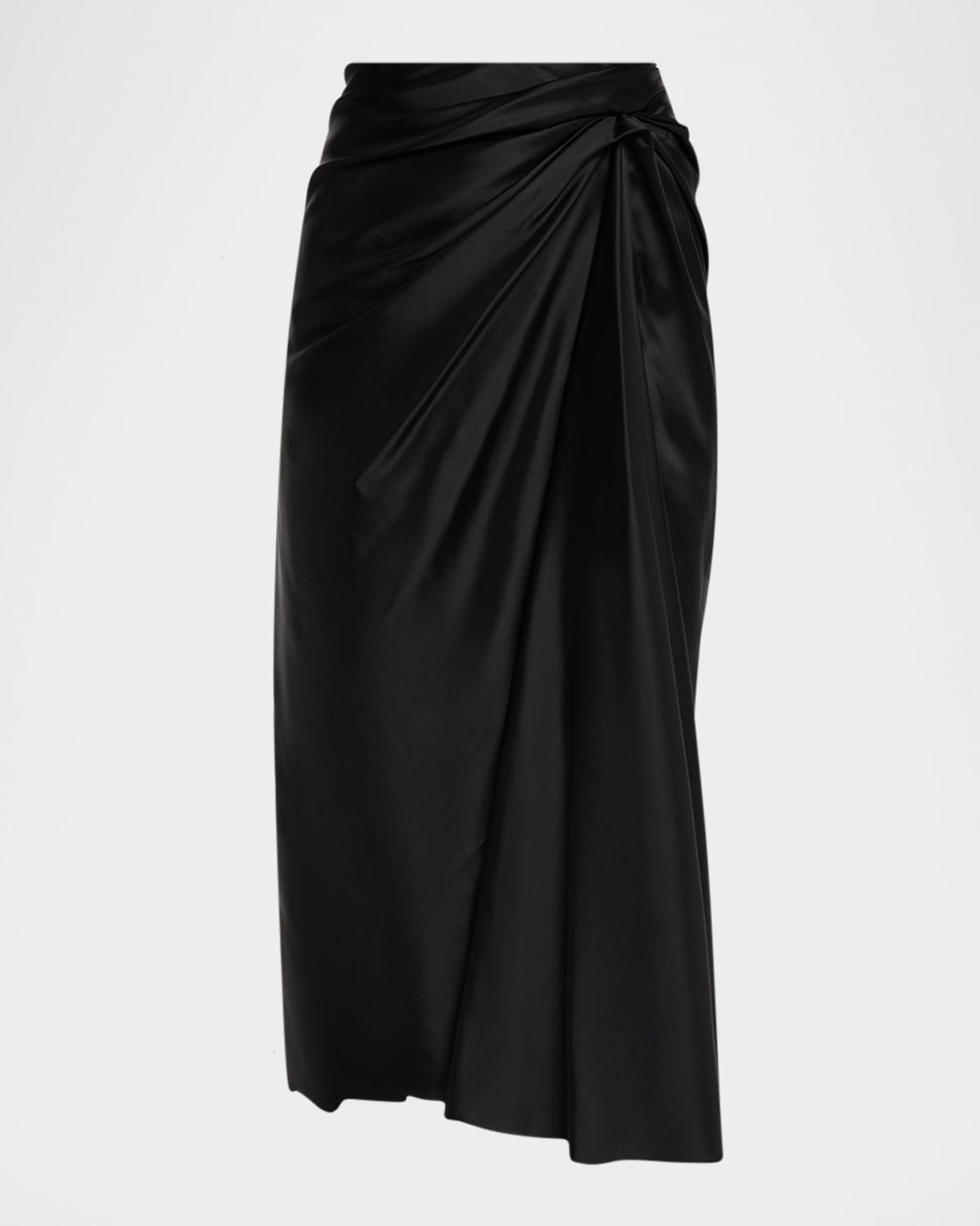draped cupro midi skirt