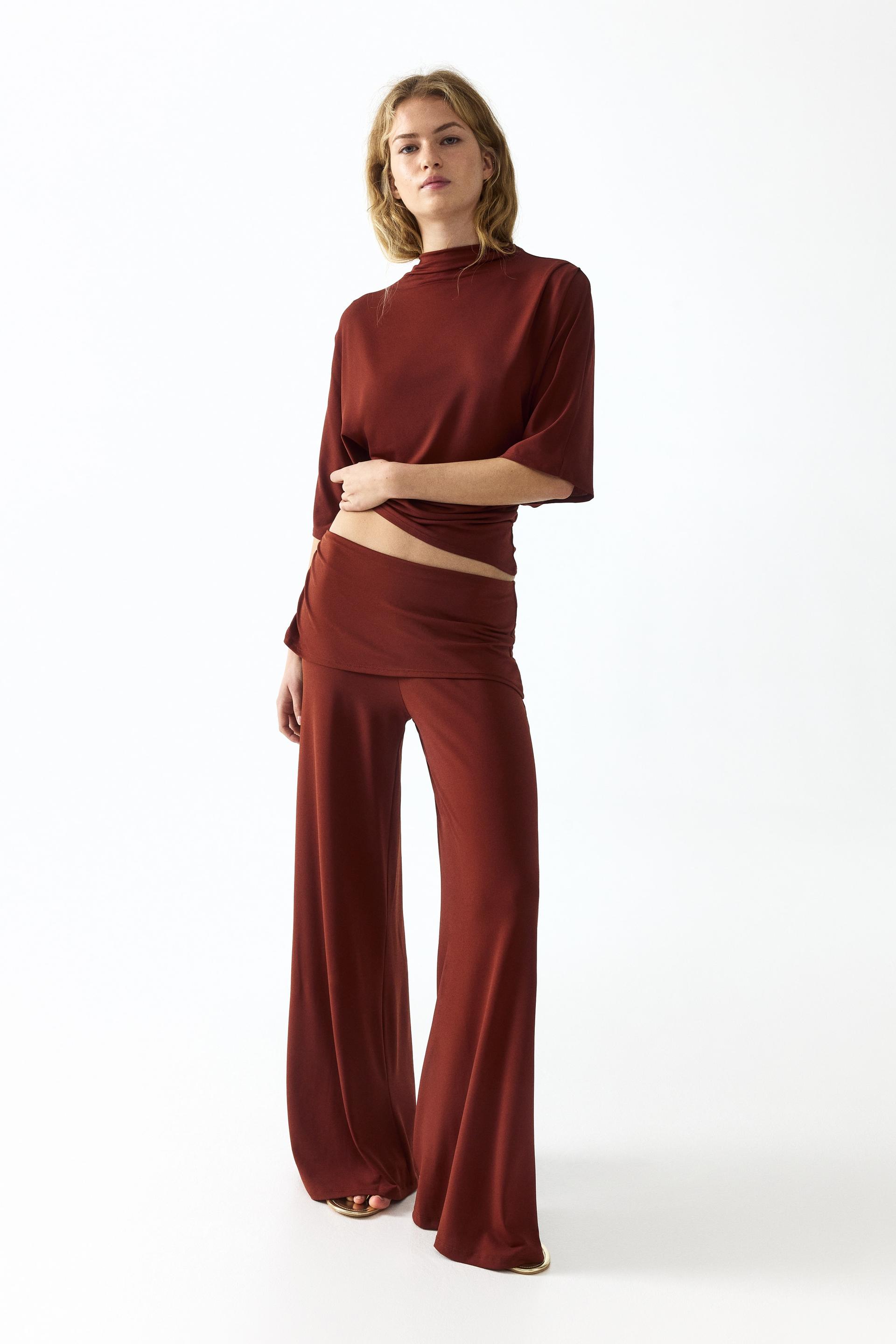 draped fine-knit pants