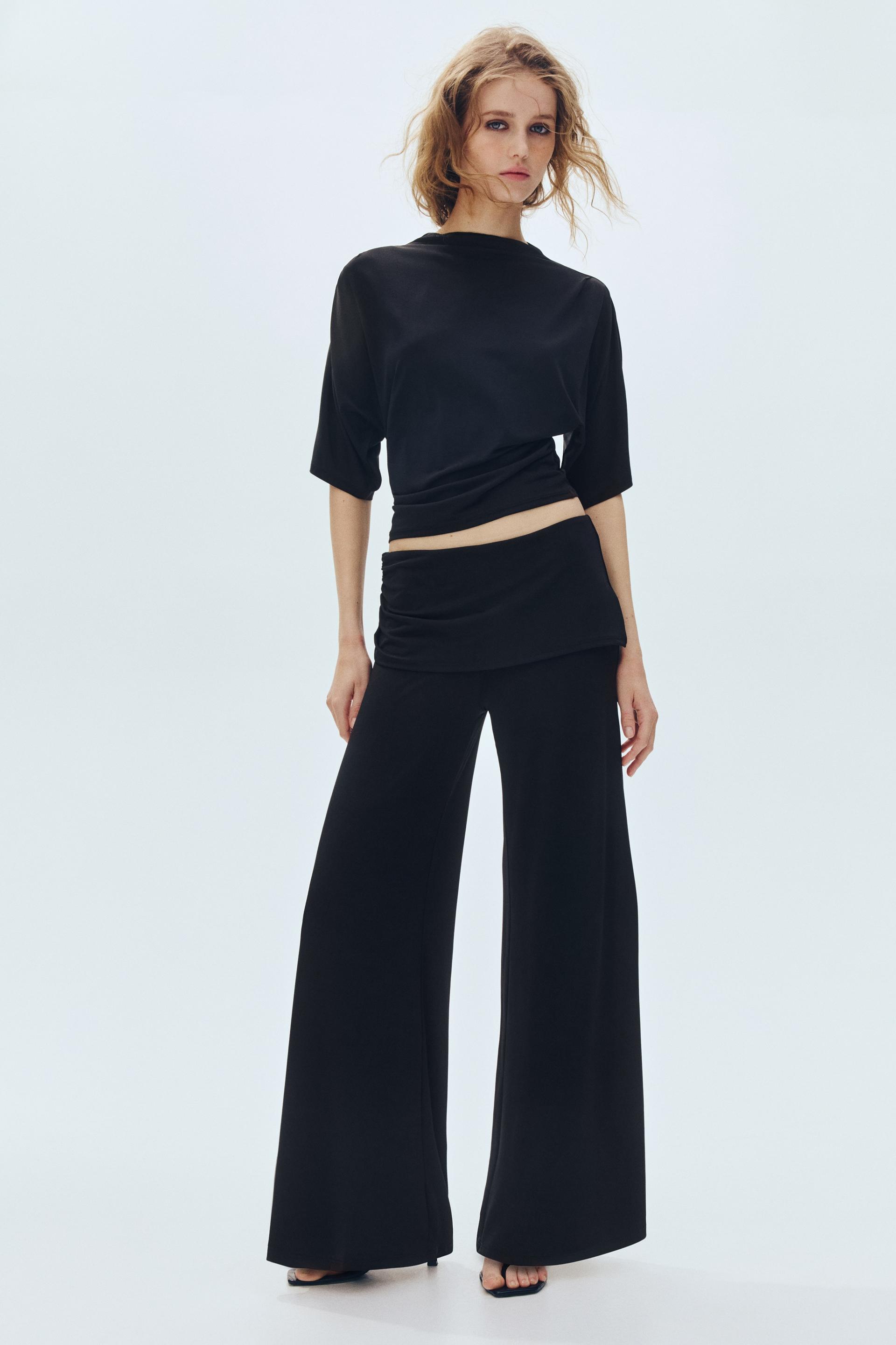 draped fine-knit pants