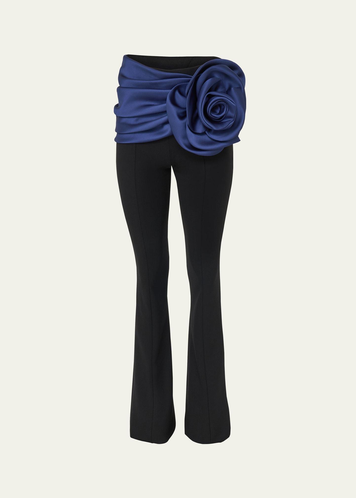 draped flower bootcut pants
