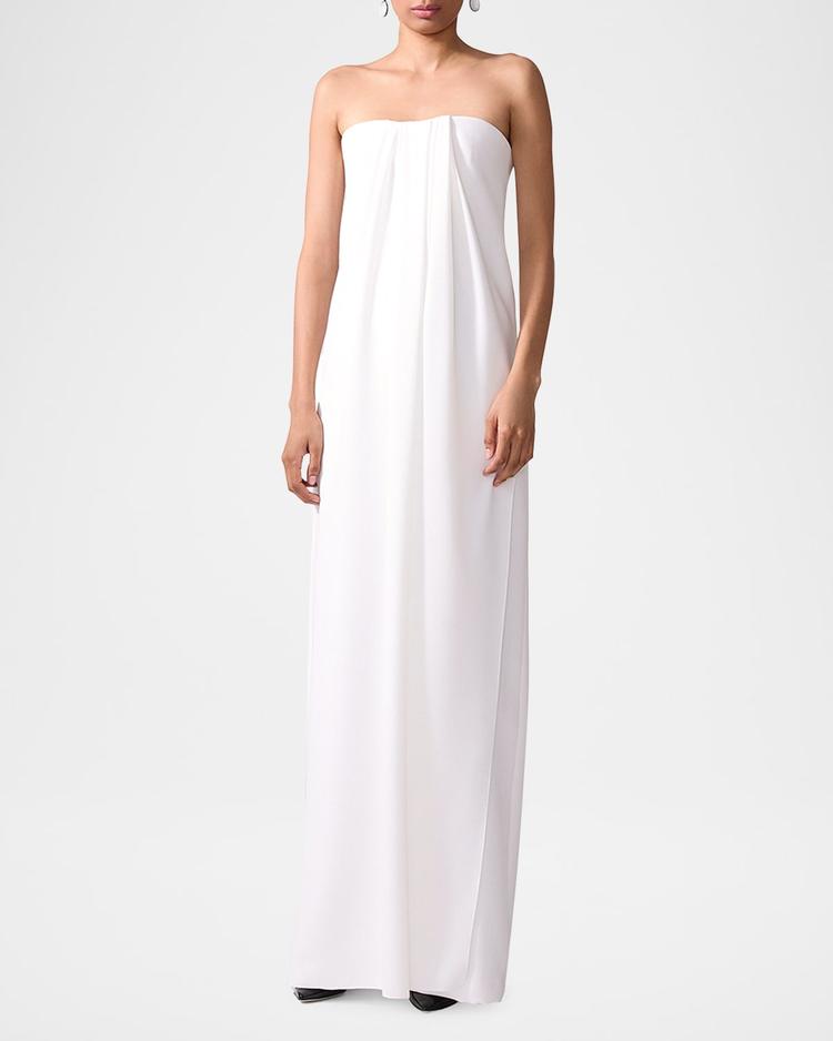draped-front strapless gown