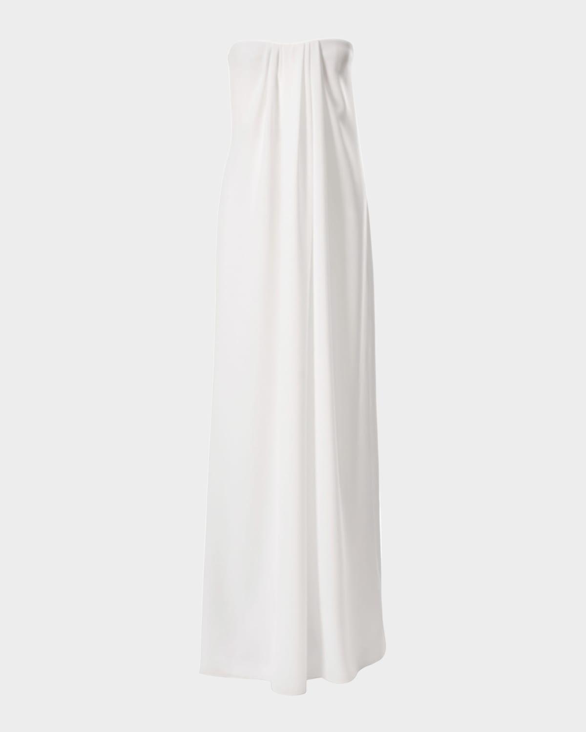 draped-front strapless gown