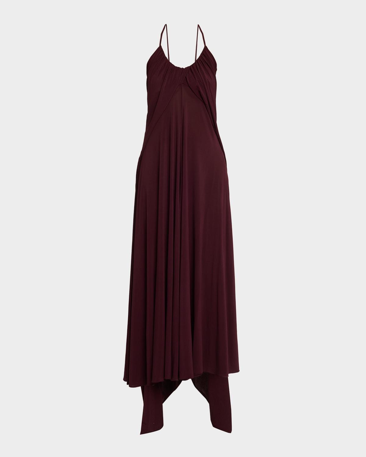 draped halter backless gown
