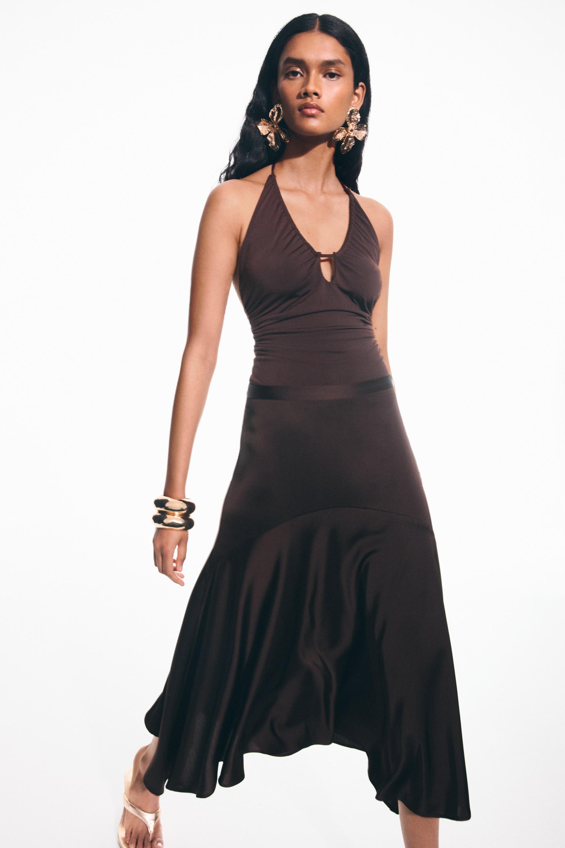draped halterneck bodysuit