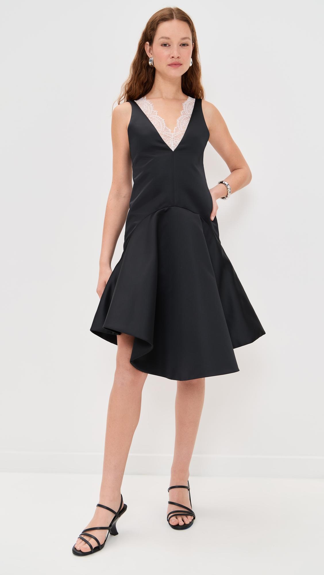 draped hem v neck dress