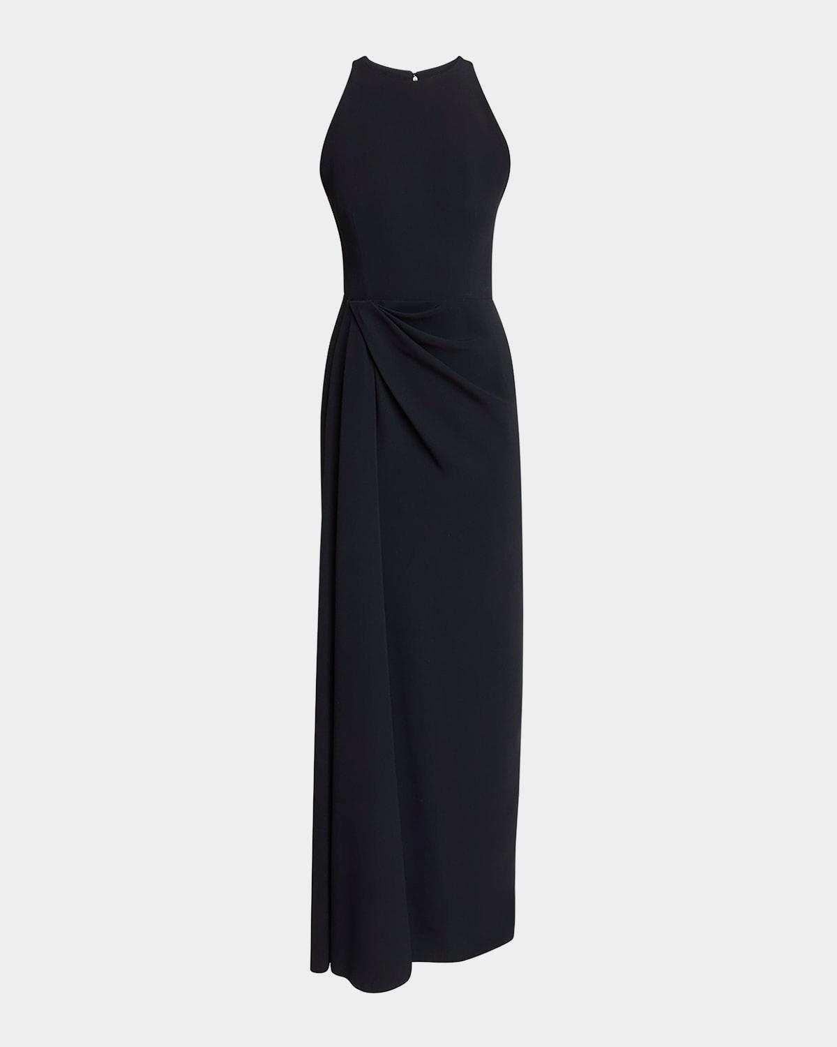 draped high-neck maxi dress