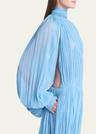 draped high neck silk midi dress