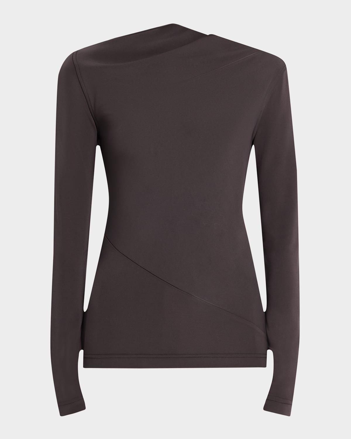 draped jersey long-sleeve top