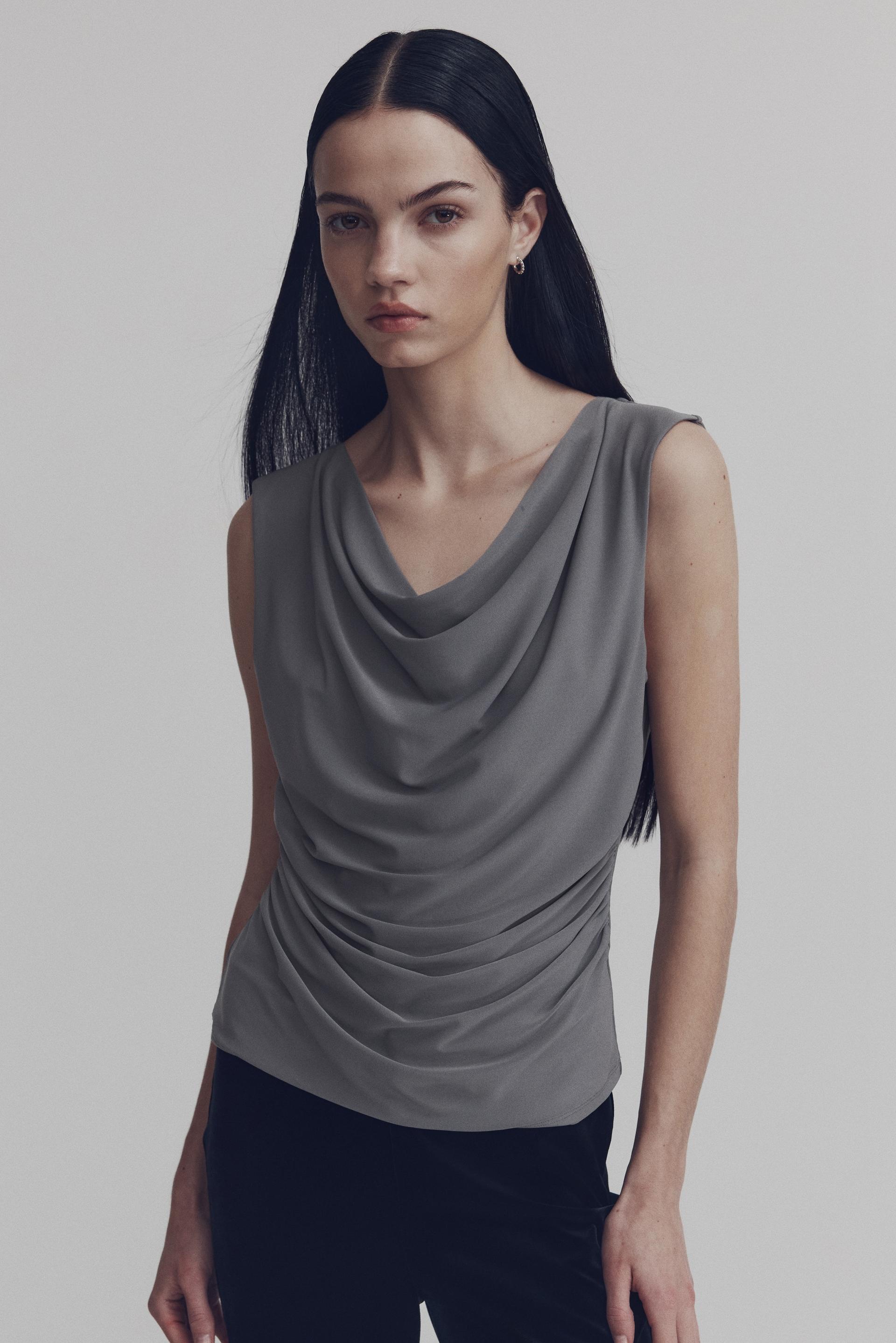 draped jersey sleeveless top