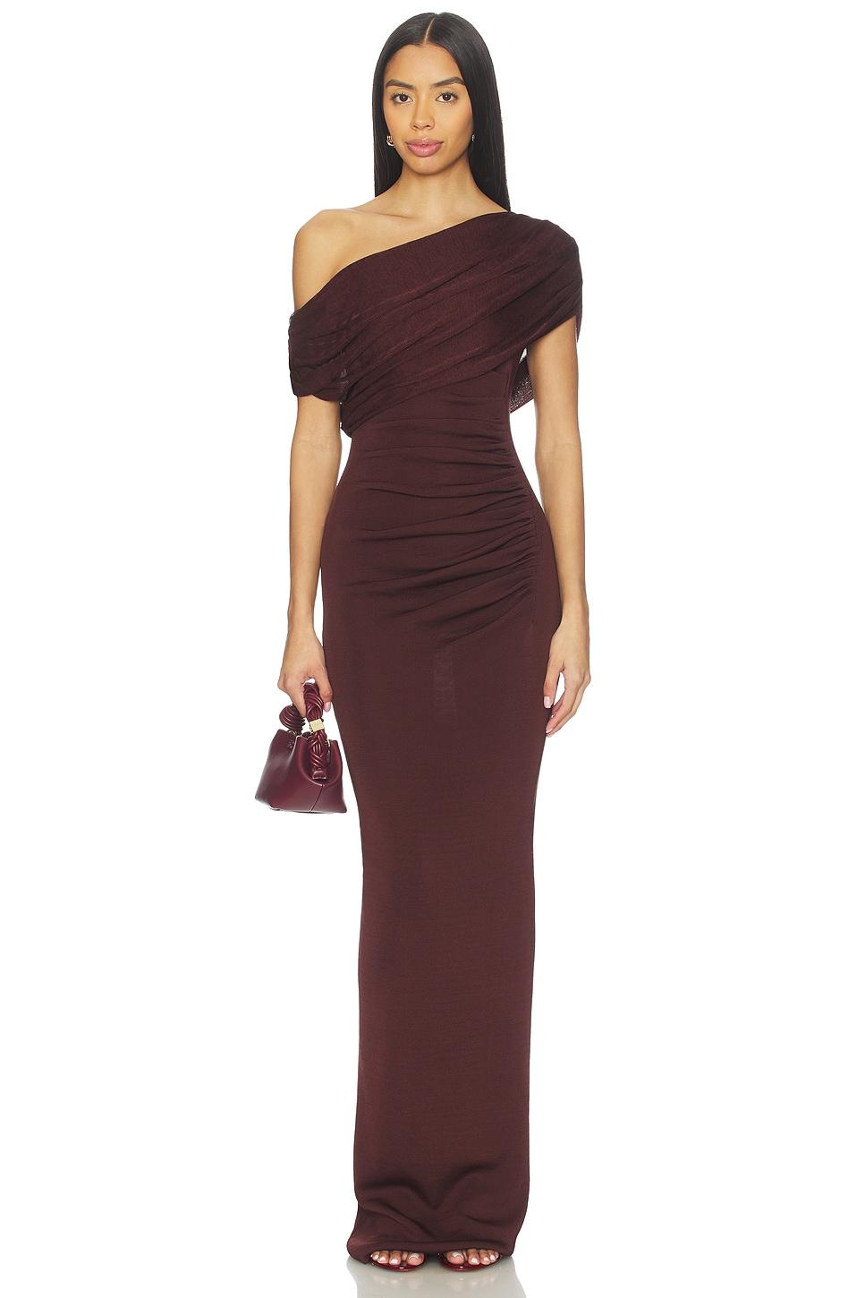 draped knit midi dress