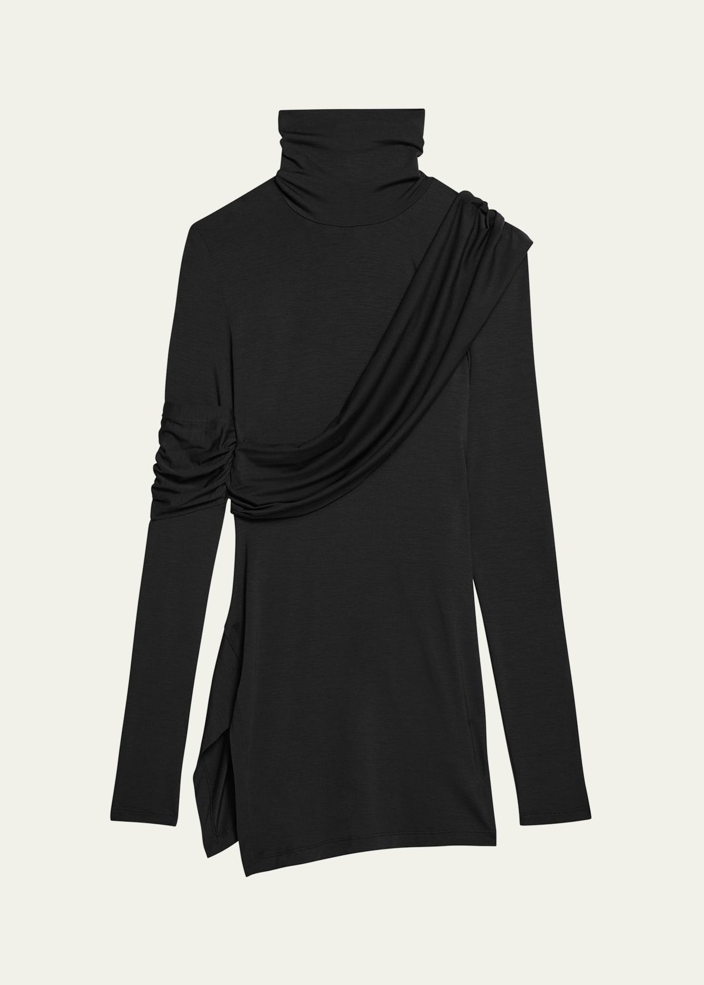 draped knit turtleneck top