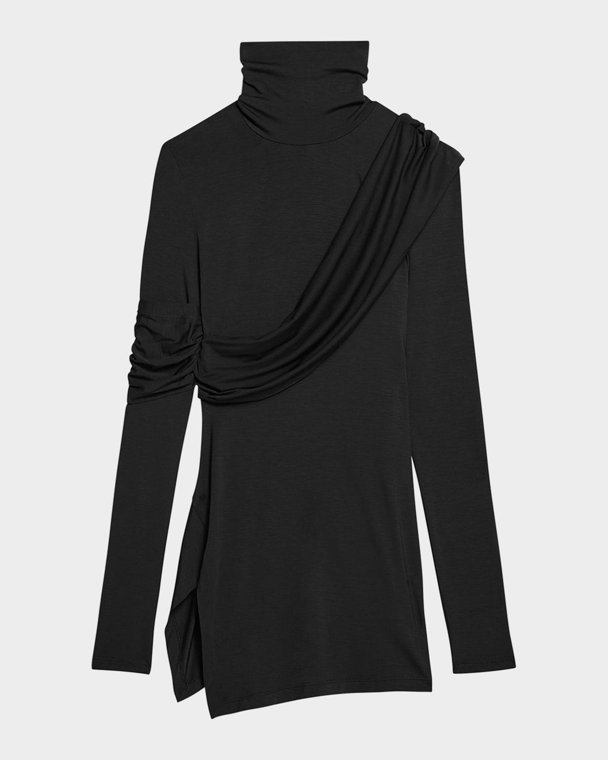 draped knit turtleneck top