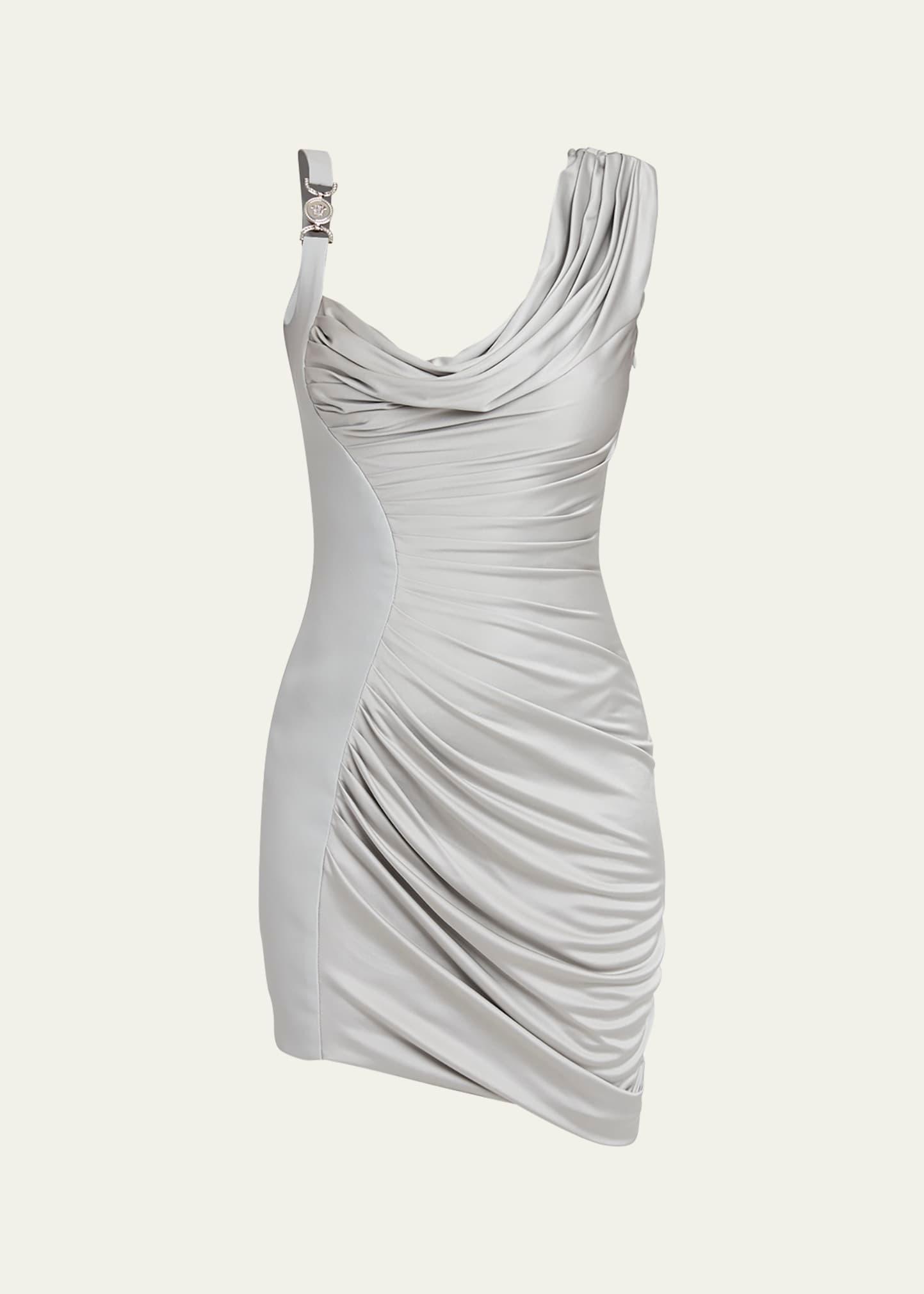 draped liquid jersey mini cocktail dress