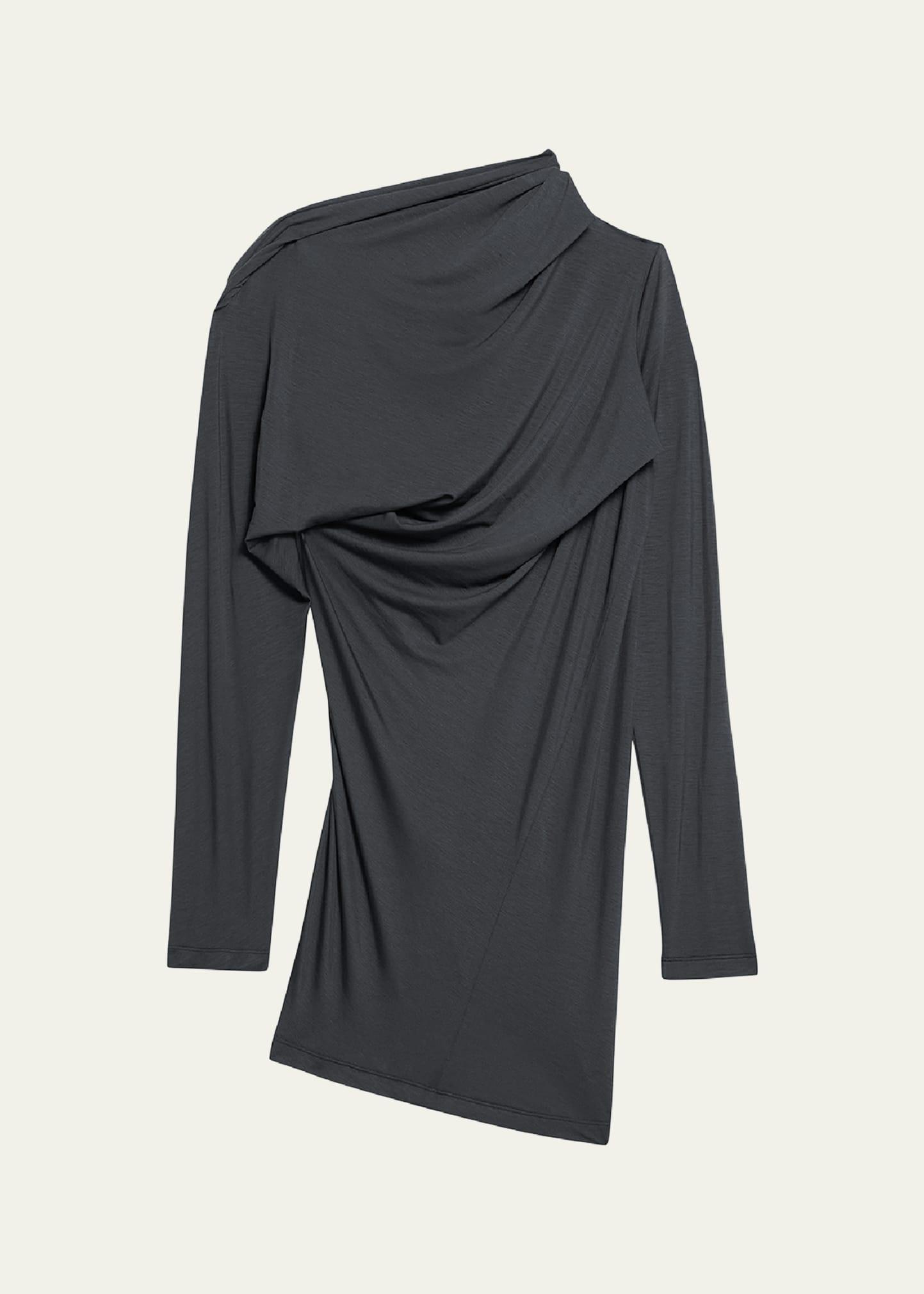 draped long-sleeve cloud jersey top