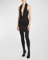 draped lustrous jersey mini cocktail dress