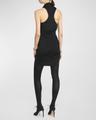 draped lustrous jersey mini cocktail dress