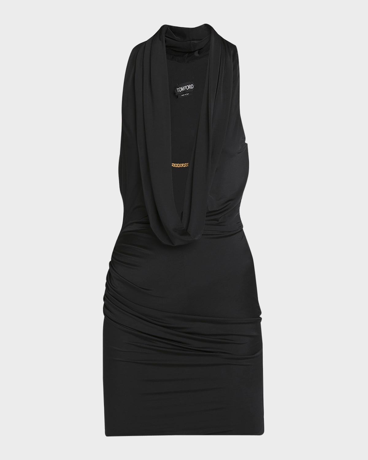 draped lustrous jersey mini cocktail dress