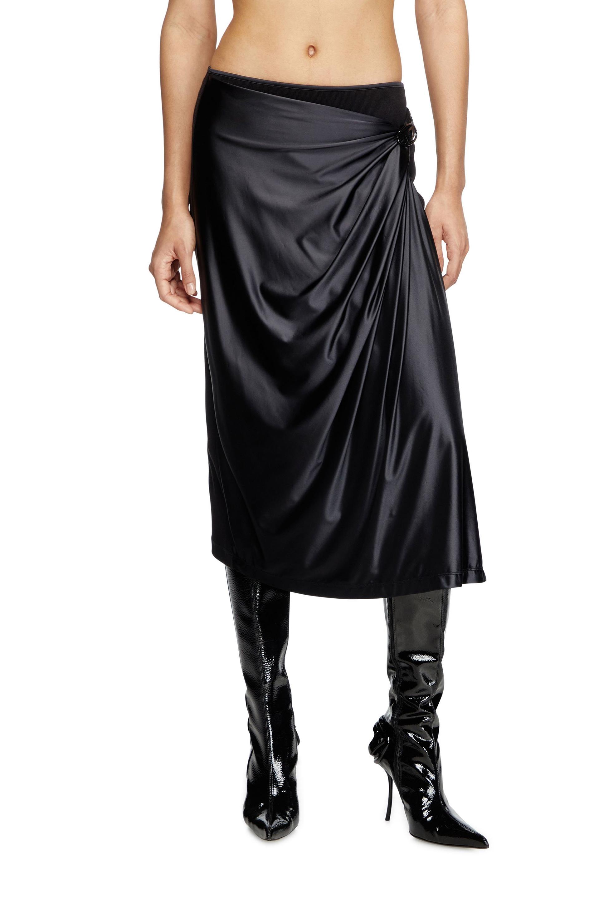 draped midi skirt with chintz finish