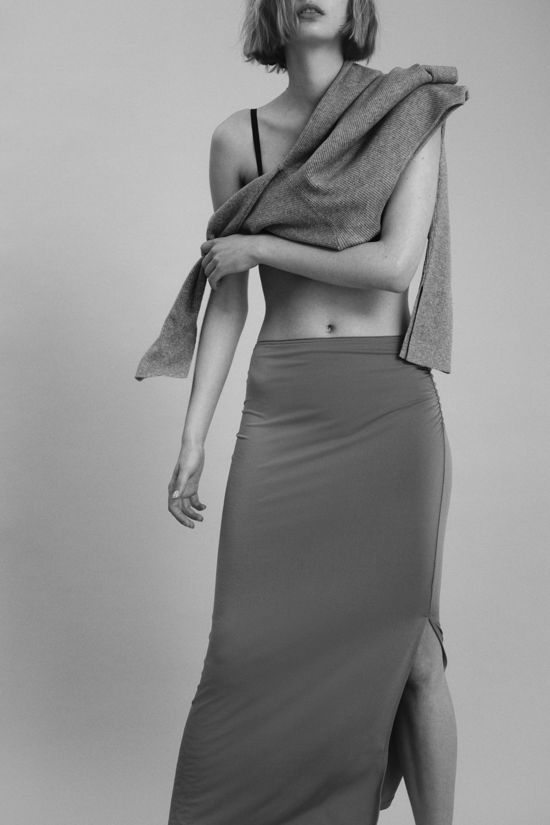 draped midi skirt