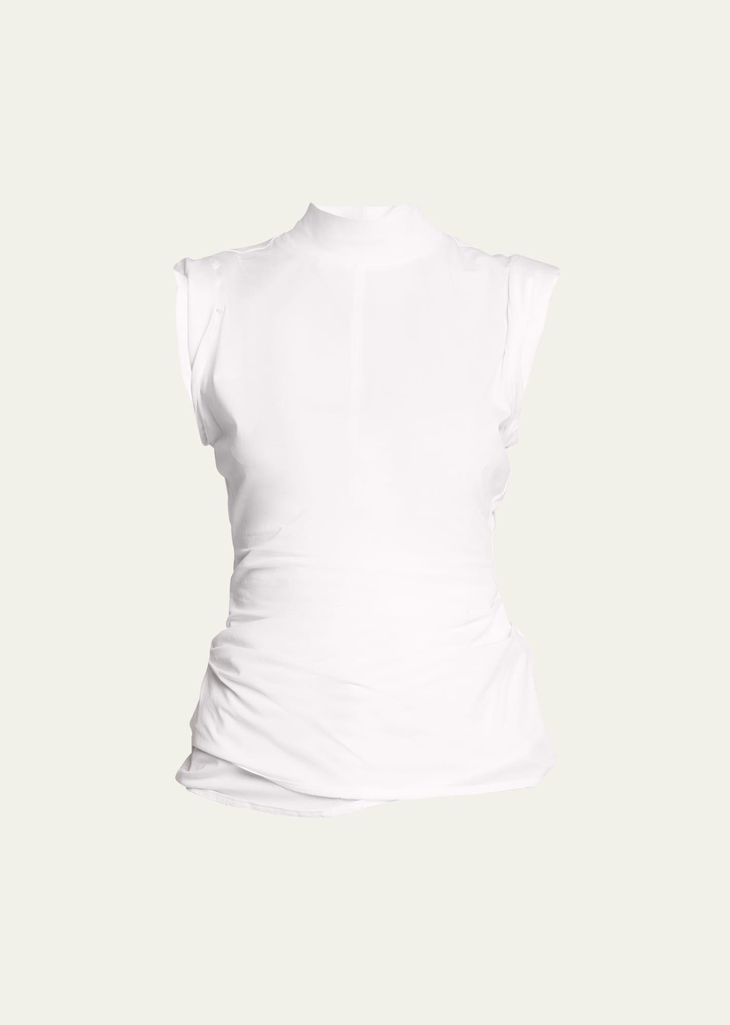 draped mock-neck tank top