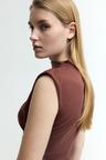 draped mock turtleneck dress