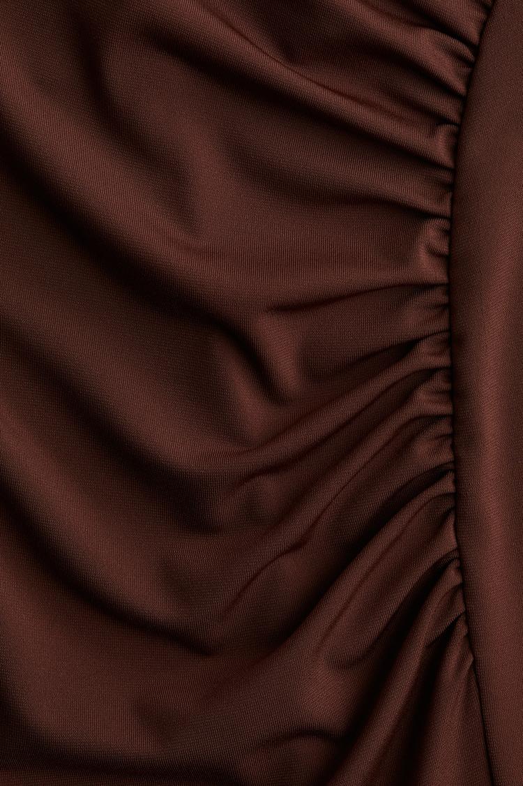 draped mock turtleneck dress
