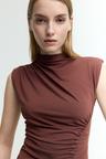 draped mock turtleneck dress