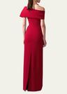 draped off-shoulder column gown