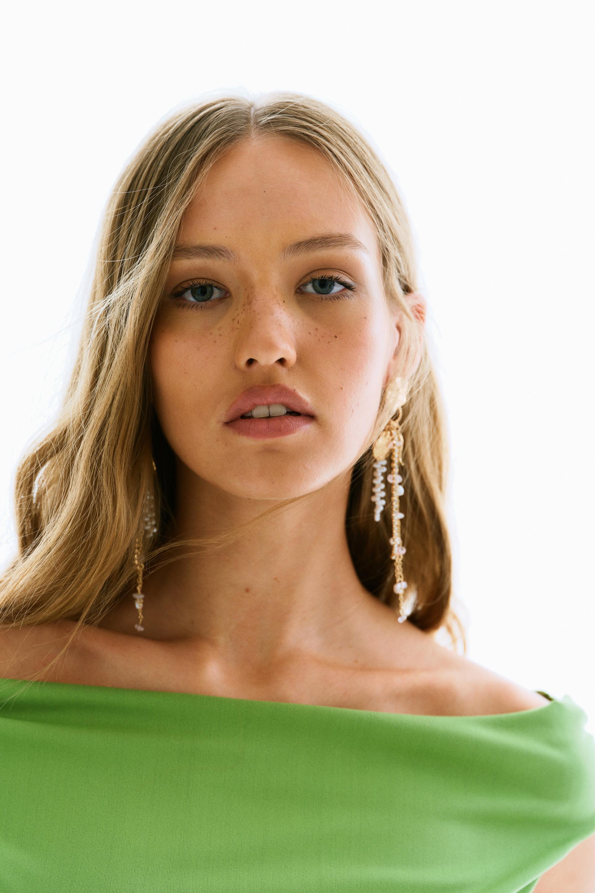 draped off-the-shoulder top