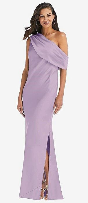 draped one-shoulder convertible maxi slip dress