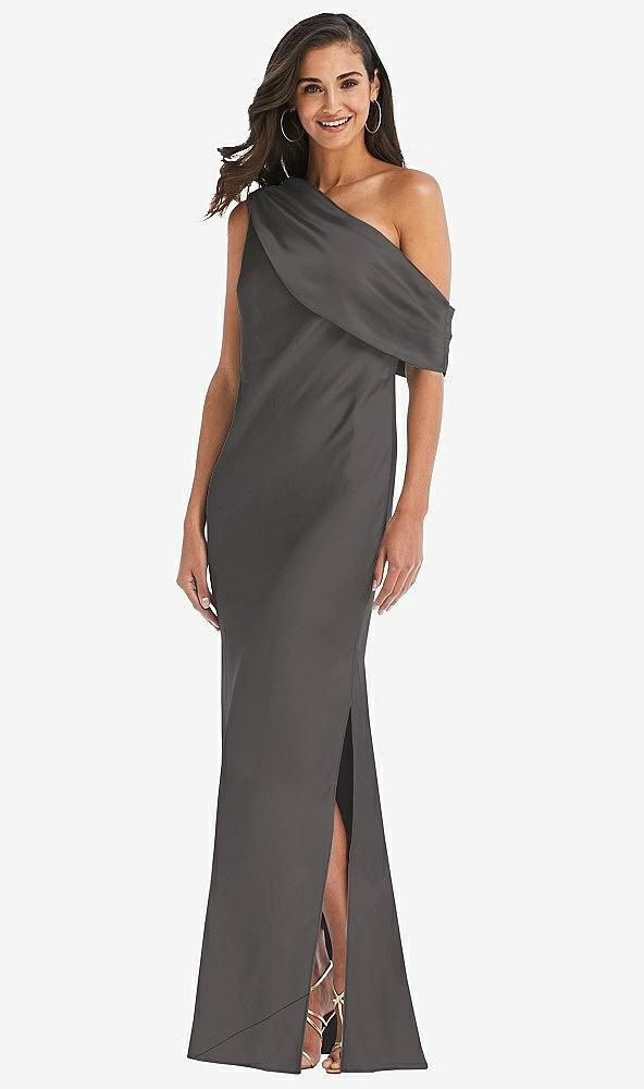 draped one-shoulder convertible maxi slip dress