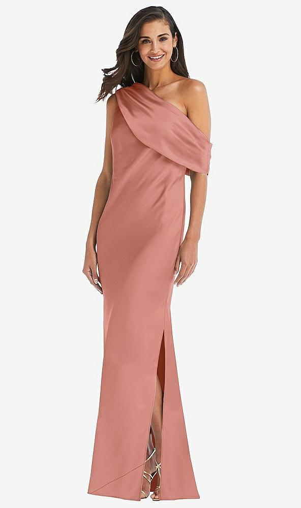 draped one-shoulder convertible maxi slip dress