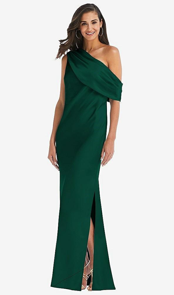 draped one-shoulder convertible maxi slip dress