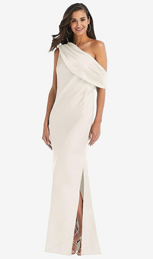 draped one-shoulder convertible maxi slip dress