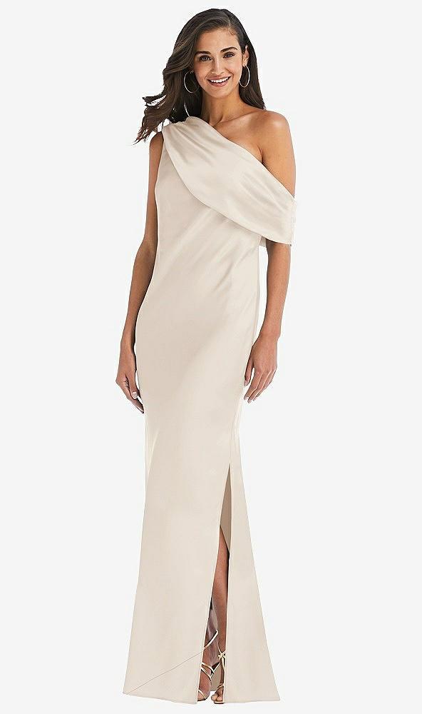 draped one-shoulder convertible maxi slip dress