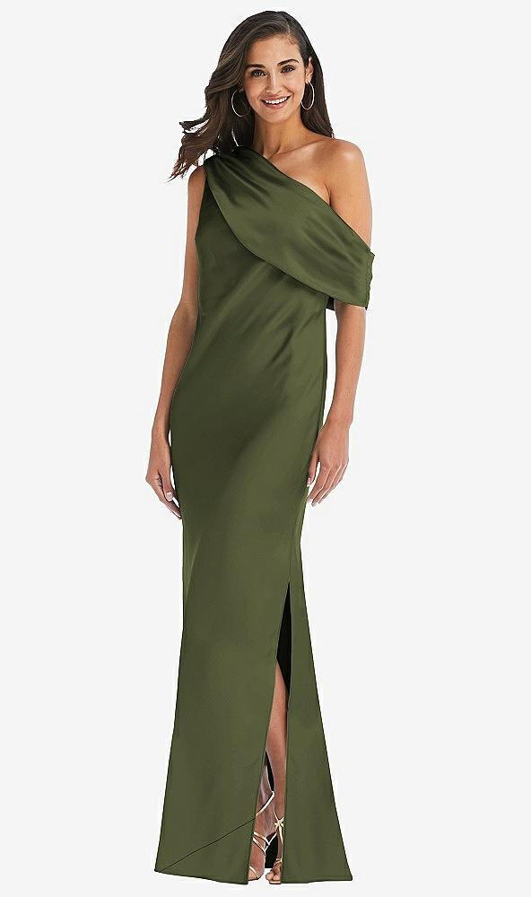 draped one-shoulder convertible maxi slip dress