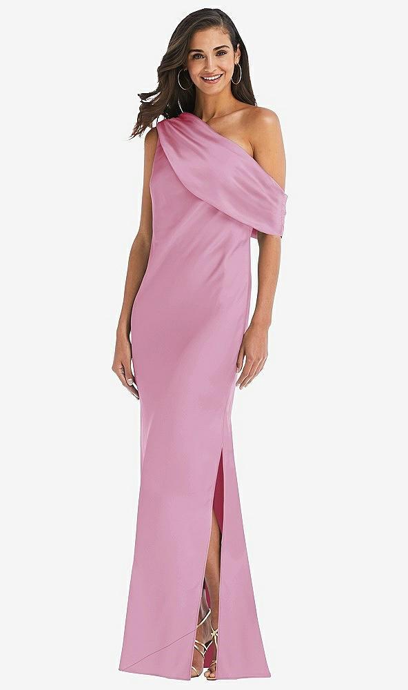 draped one-shoulder convertible maxi slip dress