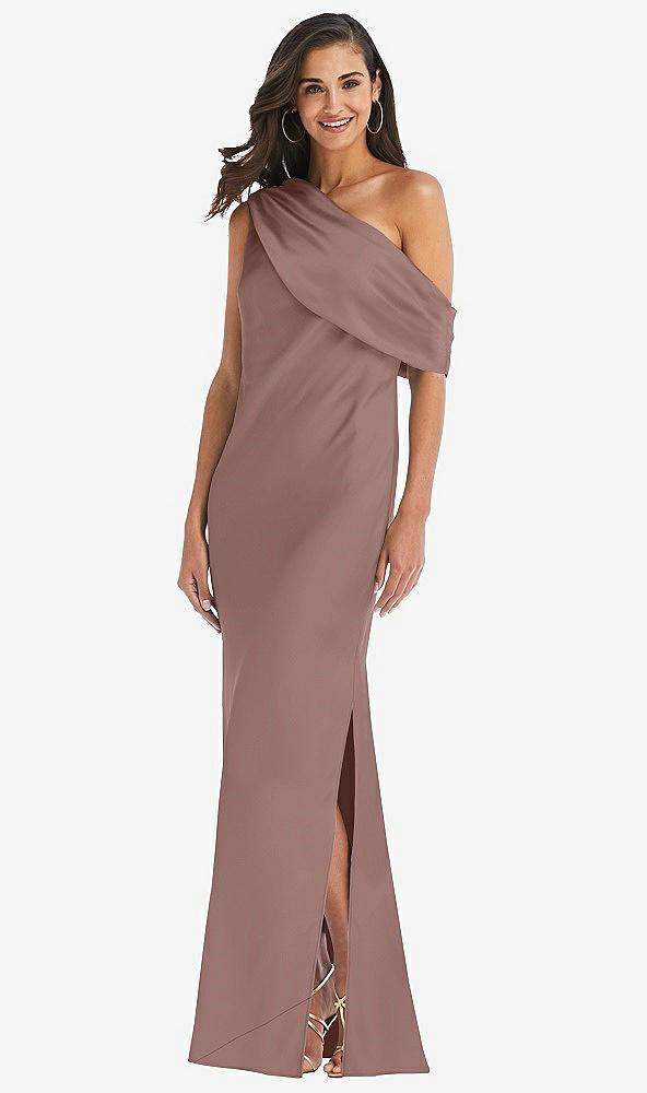 draped one-shoulder convertible maxi slip dress