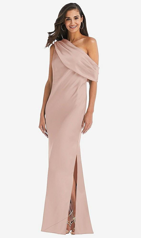 draped one-shoulder convertible maxi slip dress