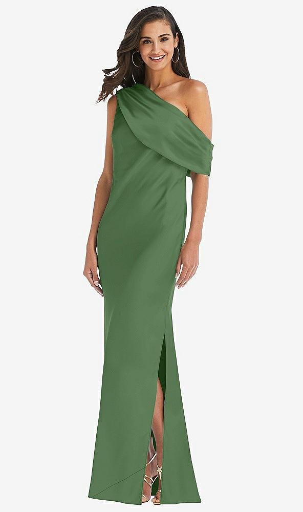 draped one-shoulder convertible maxi slip dress