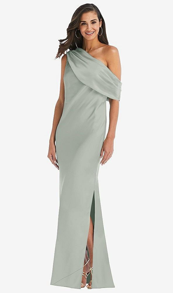 draped one-shoulder convertible maxi slip dress