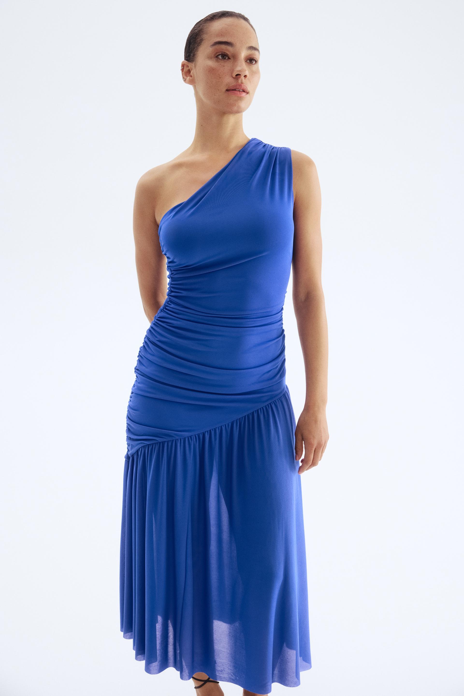 draped one-shoulder dress