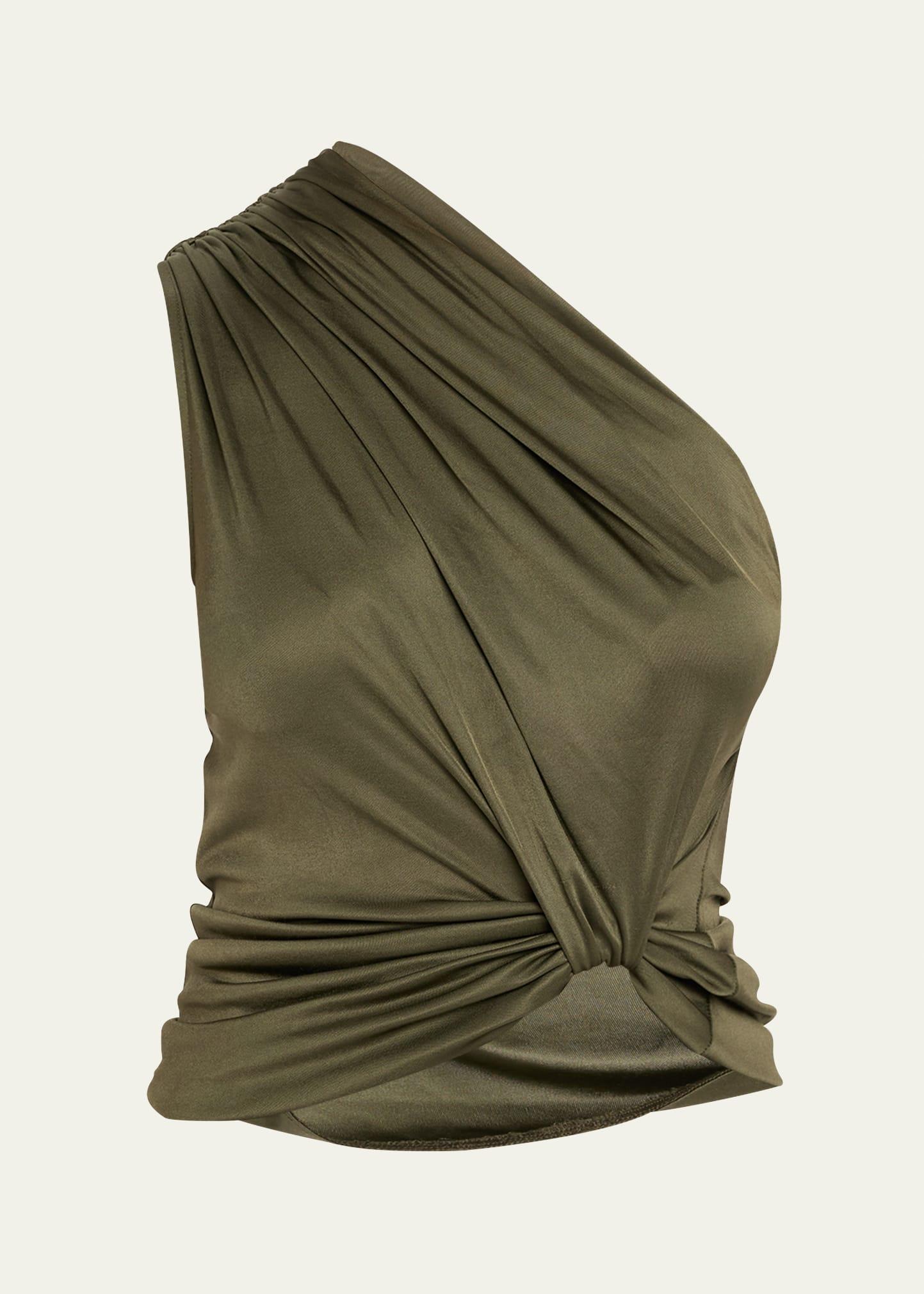 draped one-shoulder jersey top