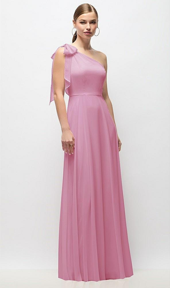 draped one-shoulder maxi dress with scarf bow