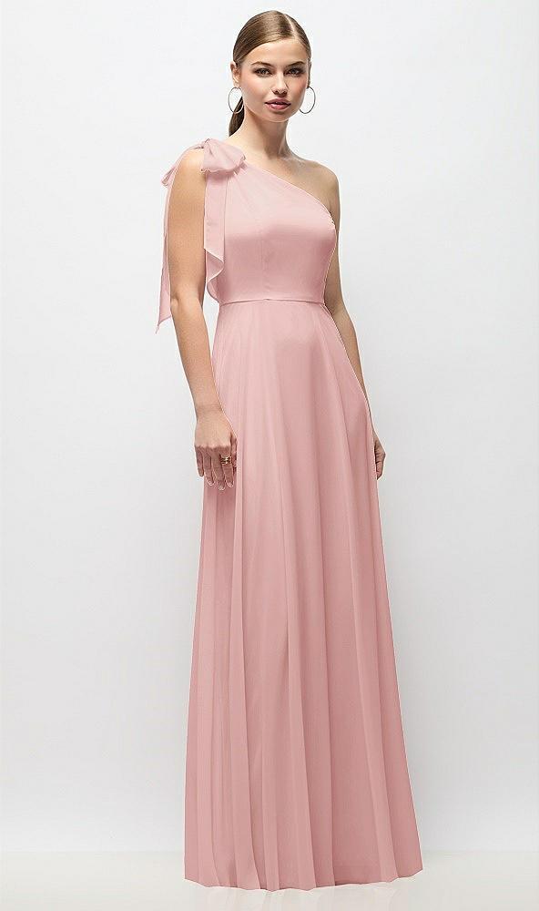 draped one-shoulder maxi dress with scarf bow