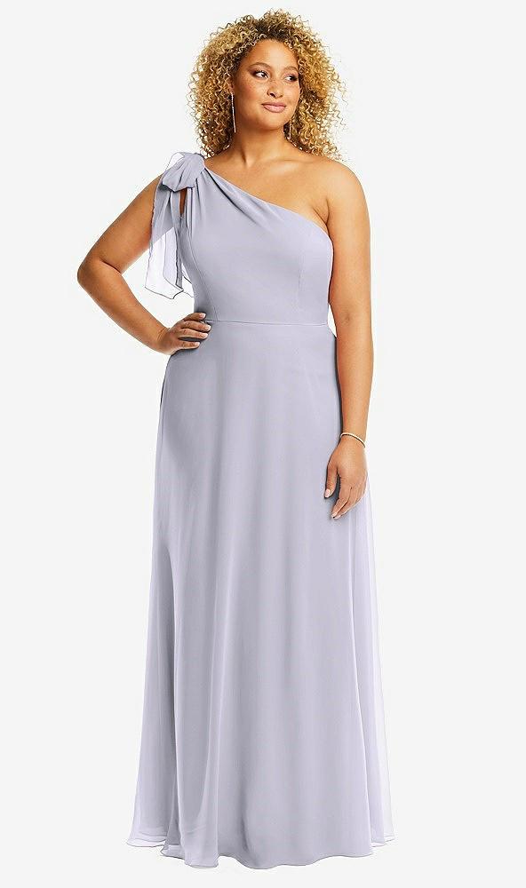 draped one-shoulder maxi dress with scarf bow