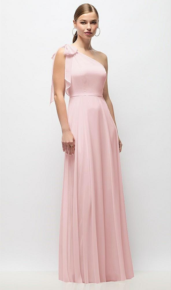draped one-shoulder maxi dress with scarf bow
